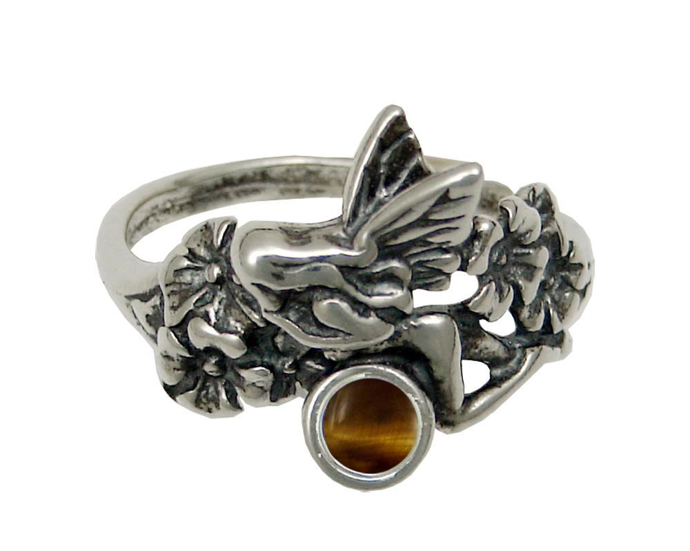 Sterling Silver Garden Fairy Ring With Tiger Eye Size 9